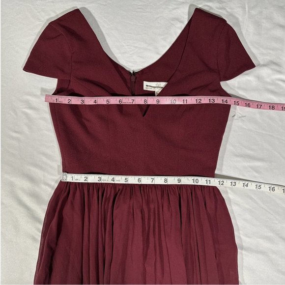 NEW Dress the Population [ XXS ] Corey Chiffon Fit‎ & Flare Dress Garnet #Q416 - Picture 2 of 12